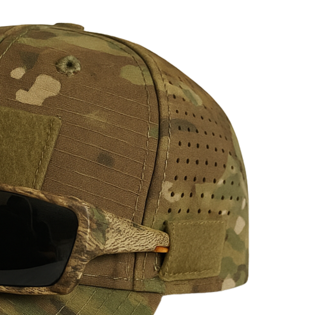 Koelman | Gorra Camo con Soporte para Gafas – ¡Nunca Más Perderás Tus Gafas de Sol!