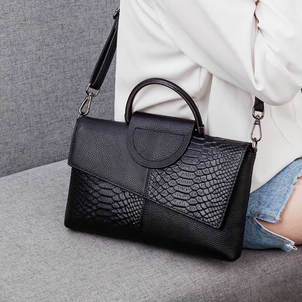 Cassandra | Bolso de Mano con Motivo de Cocodrilo Opulento